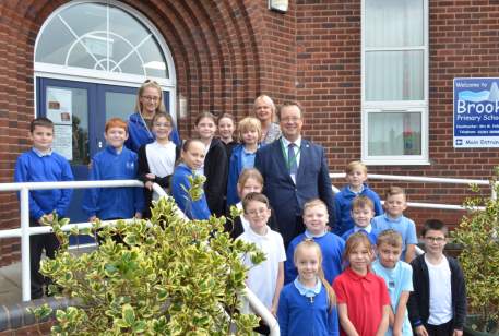 Mike with School Council Members at Brook Primary School