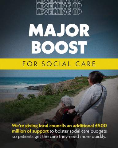 An extra £500m of ring-fenced funding to help Councils deliver the social care support that people need