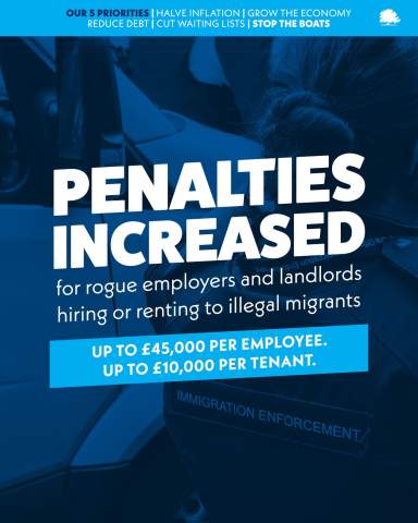 Penalties increased for rogue employers and landlords hiring or renting to illegal immigrants